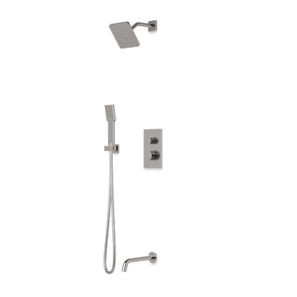 Artos - Otella Thermostatic Shower Trim Kit with Shower Head on Angled Arm, Hand Shower, Tub Filler