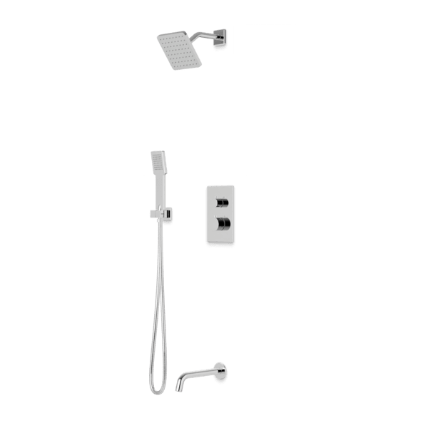 Artos - Otella Thermostatic Shower Trim Kit with Shower Head on Angled Arm, Hand Shower, Tub Filler