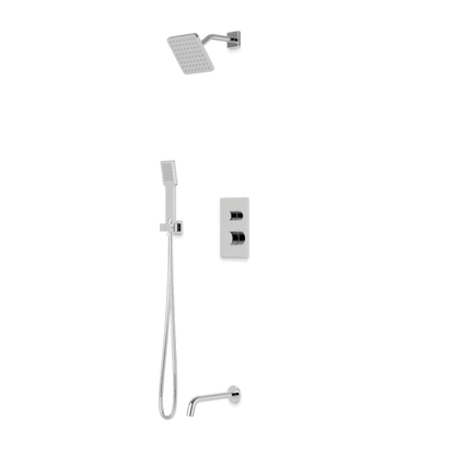 Artos - Otella Thermostatic Shower Trim Kit with Shower Head on Angled Arm, Hand Shower, Tub Filler