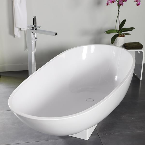 Lacava - Ovale Free-Standing Soaking Bathtub Made Of White Solid Surface