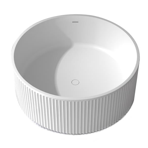 Lacava - Brio Free-Standing Soaking Bathtub With Fluted Detailing Made Of White Solid Surface
