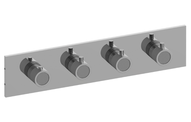 Graff - Cameo Square M-Series Valve Trim with Four Handles (Horizontal Orientation)