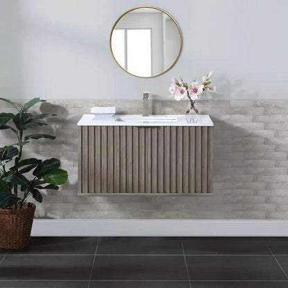 Bemma - Terra 36 Inch Wallmount Bathroom Vanity with Top and Sink