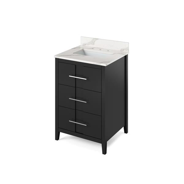 Jeffrey Alexander - 24 Inch Katara Vanity with Vanity Top and undermount rectangle bowl