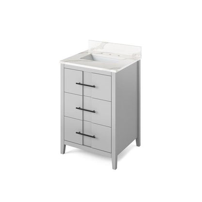 Jeffrey Alexander - 24 Inch Katara Vanity with Vanity Top and undermount rectangle bowl