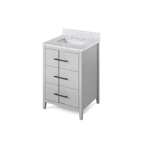 Jeffrey Alexander - 24 Inch Katara Vanity with Vanity Top and undermount rectangle bowl