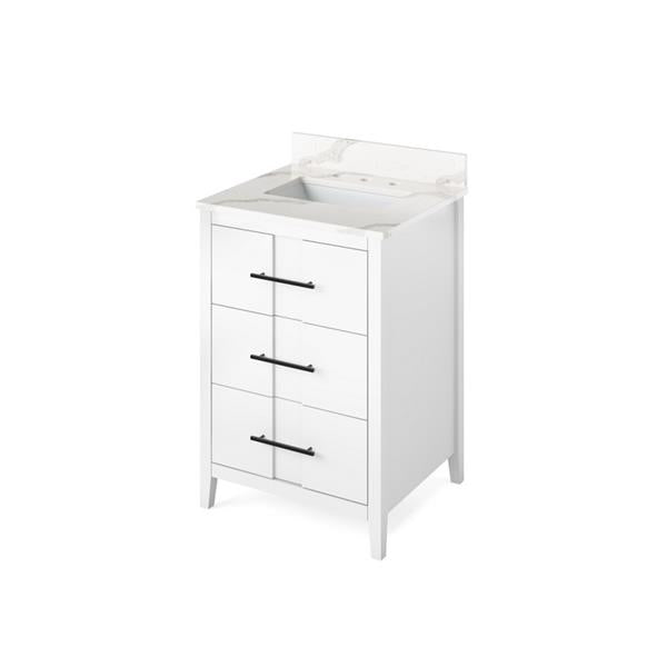 Jeffrey Alexander - 24 Inch Katara Vanity with Vanity Top and undermount rectangle bowl