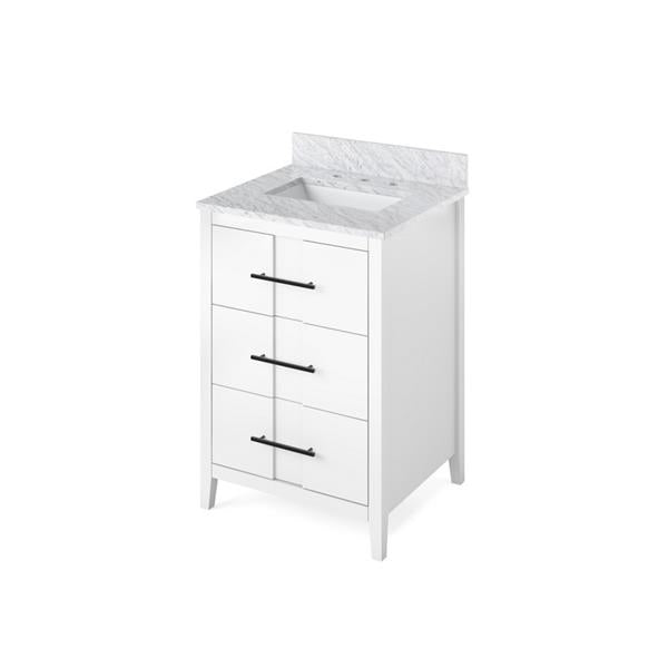 Jeffrey Alexander - 24 Inch Katara Vanity with Vanity Top and undermount rectangle bowl