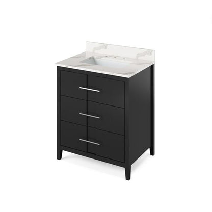 Jeffrey Alexander - 30 Inch Katara Vanity with Vanity Top and undermount rectangle bowl