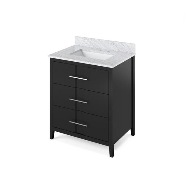 Jeffrey Alexander - 30 Inch Katara Vanity with Vanity Top and undermount rectangle bowl