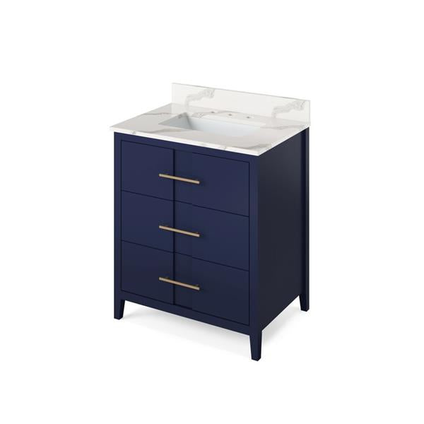 Jeffrey Alexander - 30 Inch Katara Vanity with Vanity Top and undermount rectangle bowl