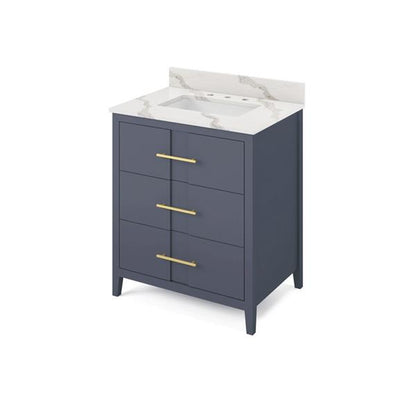 Jeffrey Alexander - 30 Inch Katara Vanity with Vanity Top and undermount rectangle bowl