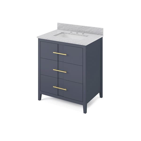 Jeffrey Alexander - 30 Inch Katara Vanity with Vanity Top and undermount rectangle bowl