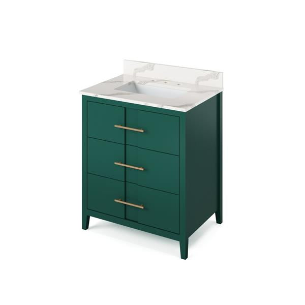 Jeffrey Alexander - 30 Inch Katara Vanity with Vanity Top and undermount rectangle bowl