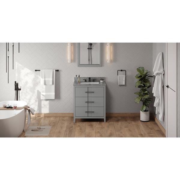 Jeffrey Alexander - 30 Inch Katara Vanity with Vanity Top and undermount rectangle bowl