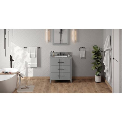 Jeffrey Alexander - 30 Inch Katara Vanity with Vanity Top and undermount rectangle bowl