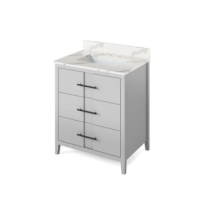 Jeffrey Alexander - 30 Inch Katara Vanity with Vanity Top and undermount rectangle bowl
