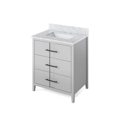 Jeffrey Alexander - 30 Inch Katara Vanity with Vanity Top and undermount rectangle bowl