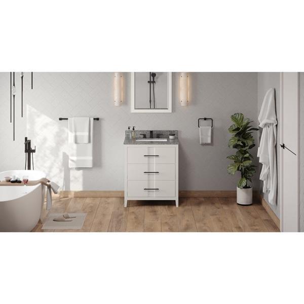 Jeffrey Alexander - 30 Inch Katara Vanity with Vanity Top and undermount rectangle bowl