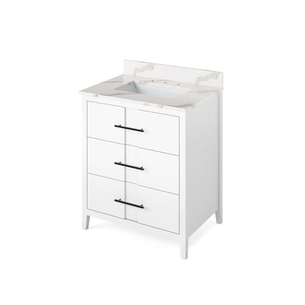 Jeffrey Alexander - 30 Inch Katara Vanity with Vanity Top and undermount rectangle bowl