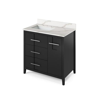Jeffrey Alexander - 36 Inch Katara Vanity, left offset with Vanity Top and undermount rectangle bowl