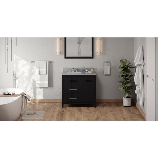 Jeffrey Alexander - 36 Inch Katara Vanity, left offset with Vanity Top and undermount rectangle bowl