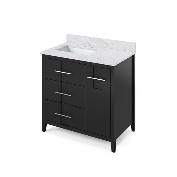 Jeffrey Alexander - 36 Inch Katara Vanity, left offset with Vanity Top and undermount rectangle bowl