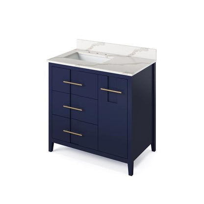 Jeffrey Alexander - 36 Inch Katara Vanity, left offset with Vanity Top and undermount rectangle bowl
