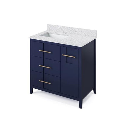 Jeffrey Alexander - 36 Inch Katara Vanity, left offset with Vanity Top and undermount rectangle bowl