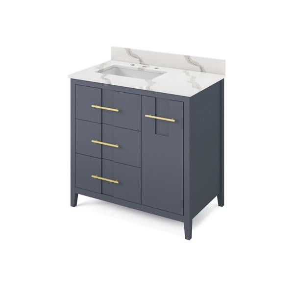 Jeffrey Alexander - 36 Inch Katara Vanity, left offset with Vanity Top and undermount rectangle bowl