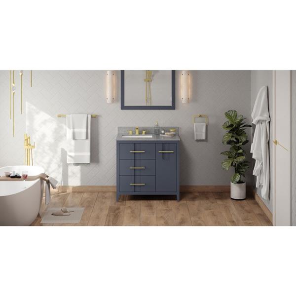 Jeffrey Alexander - 36 Inch Katara Vanity, left offset with Vanity Top and undermount rectangle bowl