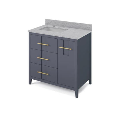Jeffrey Alexander - 36 Inch Katara Vanity, left offset with Vanity Top and undermount rectangle bowl