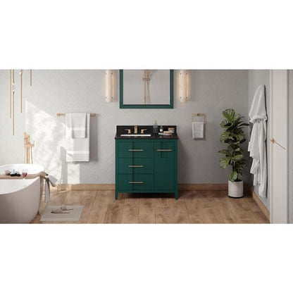 Jeffrey Alexander - 36 Inch Katara Vanity, left offset with Vanity Top and undermount rectangle bowl
