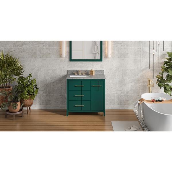 Jeffrey Alexander - 36 Inch Katara Vanity, left offset with Vanity Top and undermount rectangle bowl