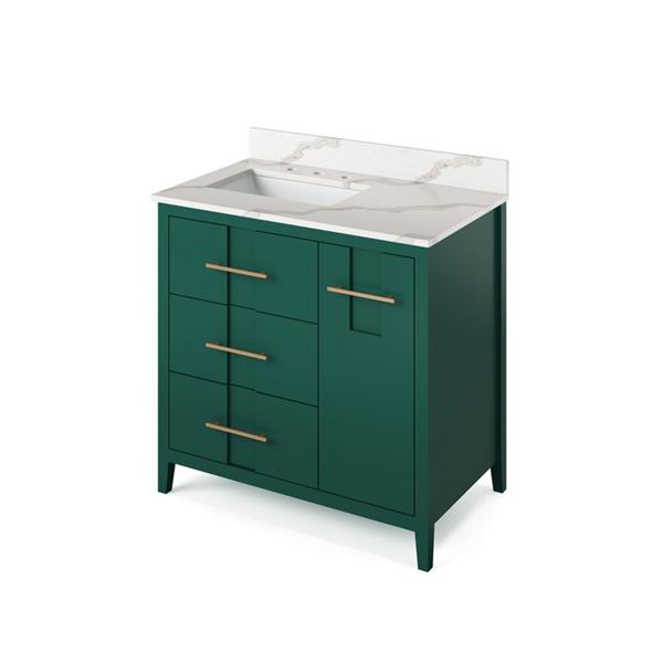 Jeffrey Alexander - 36 Inch Katara Vanity, left offset with Vanity Top and undermount rectangle bowl