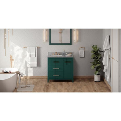 Jeffrey Alexander - 36 Inch Katara Vanity, left offset with Vanity Top and undermount rectangle bowl