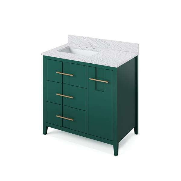 Jeffrey Alexander - 36 Inch Katara Vanity, left offset with Vanity Top and undermount rectangle bowl