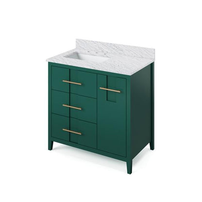 Jeffrey Alexander - 36 Inch Katara Vanity, left offset with Vanity Top and undermount rectangle bowl