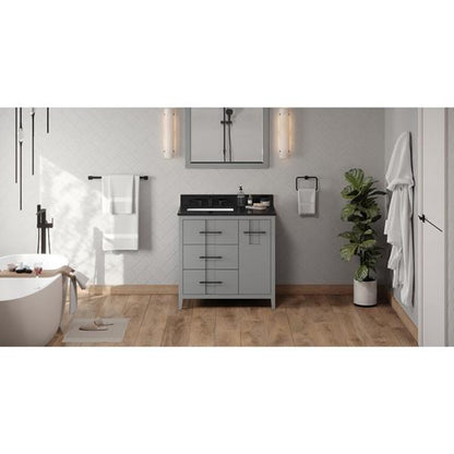 Jeffrey Alexander - 36 Inch Katara Vanity, left offset with Vanity Top and undermount rectangle bowl