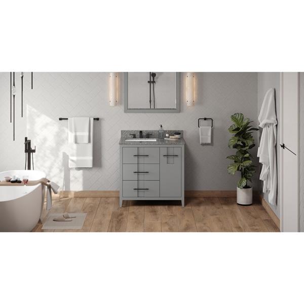 Jeffrey Alexander - 36 Inch Katara Vanity, left offset with Vanity Top and undermount rectangle bowl