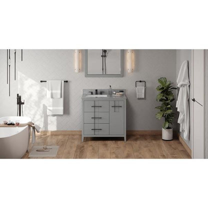 Jeffrey Alexander - 36 Inch Katara Vanity, left offset with Vanity Top and undermount rectangle bowl