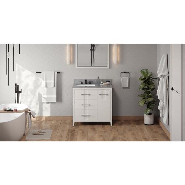 Jeffrey Alexander - 36 Inch Katara Vanity, left offset with Vanity Top and undermount rectangle bowl