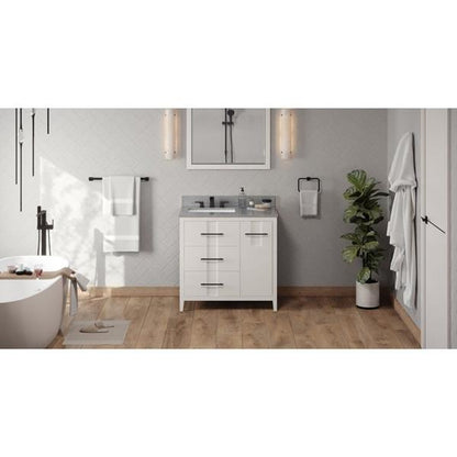 Jeffrey Alexander - 36 Inch Katara Vanity, left offset with Vanity Top and undermount rectangle bowl