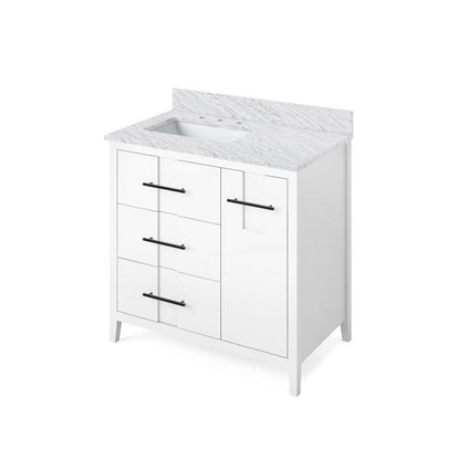 Jeffrey Alexander - 36 Inch Katara Vanity, left offset with Vanity Top and undermount rectangle bowl
