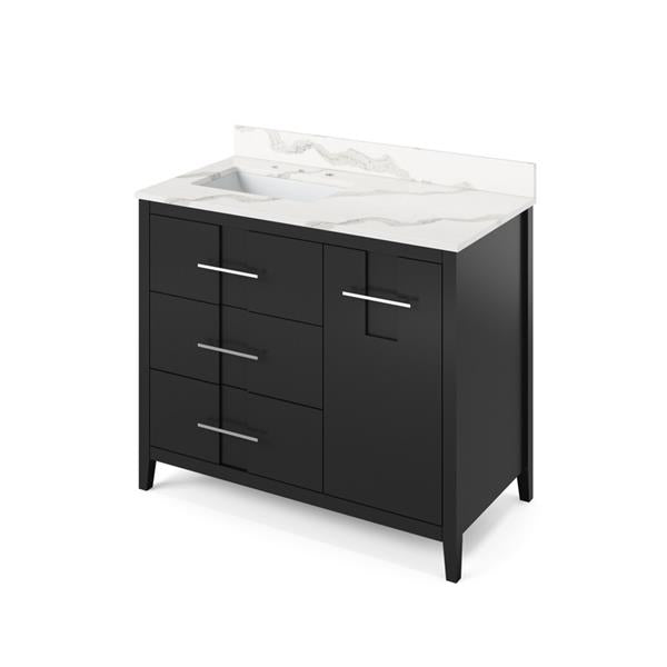 Jeffrey Alexander - 42 Inch Katara Vanity, left offset with Vanity Top and undermount rectangle bowl