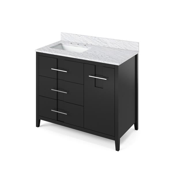 Jeffrey Alexander - 42 Inch Katara Vanity, left offset with Vanity Top and undermount rectangle bowl