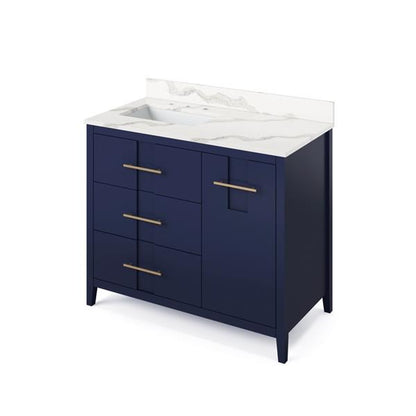 Jeffrey Alexander - 42 Inch Katara Vanity, left offset with Vanity Top and undermount rectangle bowl