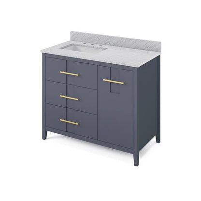 Jeffrey Alexander - 42 Inch Katara Vanity, left offset with Vanity Top and undermount rectangle bowl