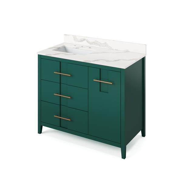 Jeffrey Alexander - 42 Inch Katara Vanity, left offset with Vanity Top and undermount rectangle bowl