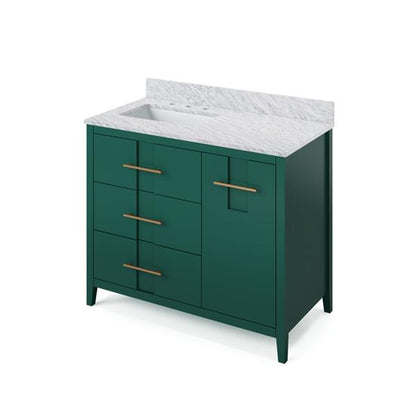 Jeffrey Alexander - 42 Inch Katara Vanity, left offset with Vanity Top and undermount rectangle bowl